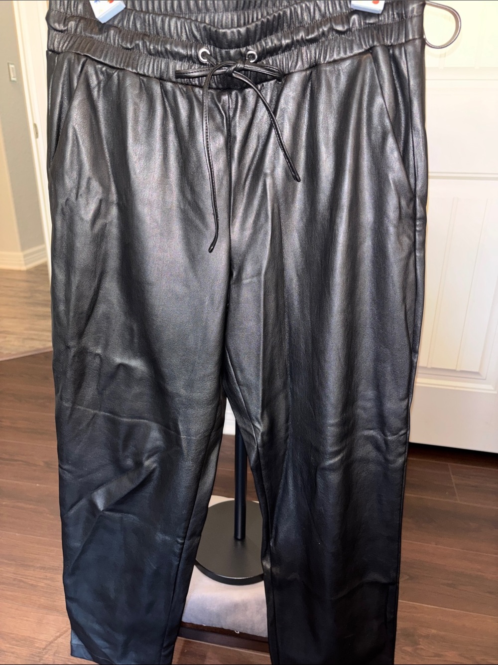 LOFT Black Faux Leather Jogger Pants